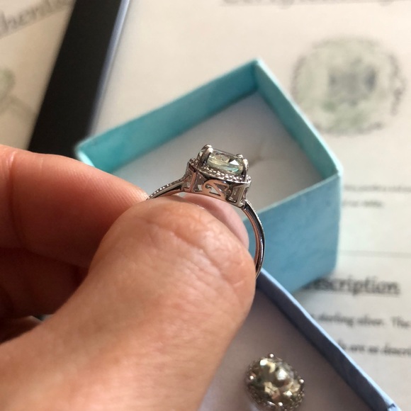 Sterling Set Green Amethyst Earrings & Ring - Picture 6 of 13